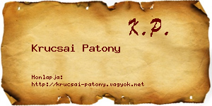 Krucsai Patony névjegykártya